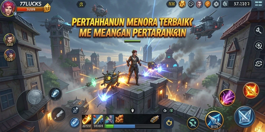 Screenshot utama 77LUCKS menampilkan aksi seru dalam perilisan Tower Defense.