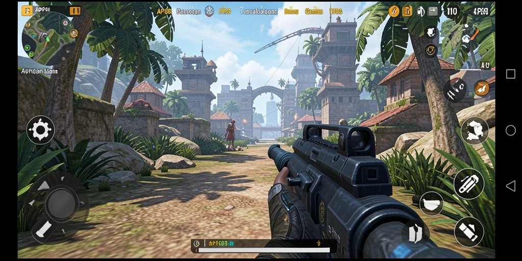 Screenshot gameplay API88 yang menunjukkan aksi menegangkan dalam pertempuran TPS.