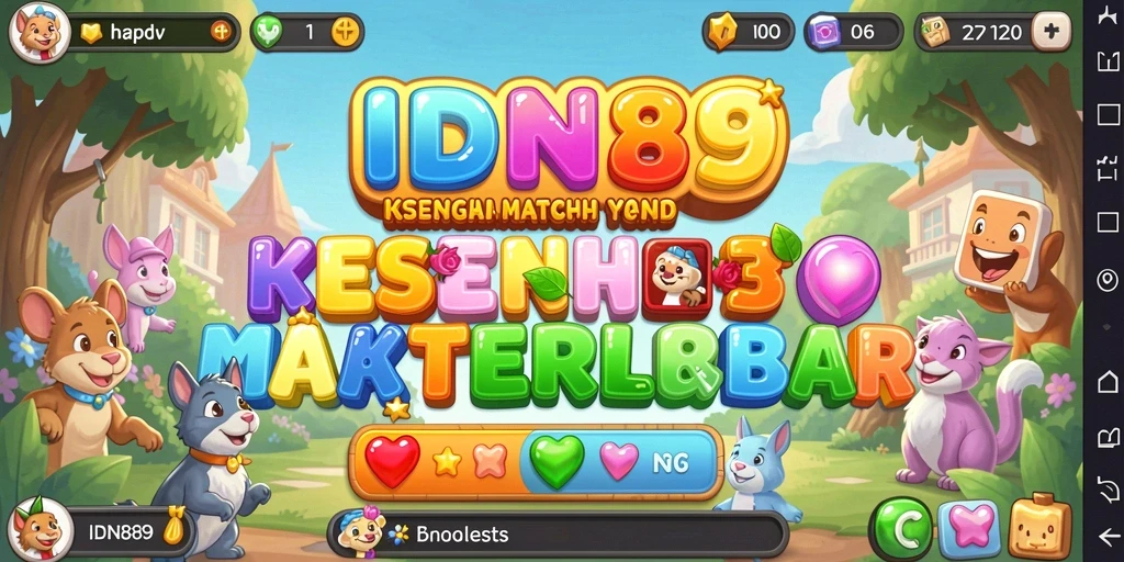 Tampilan gameplay menarik dari IDN89 dengan desain Match-3 yang ceria.