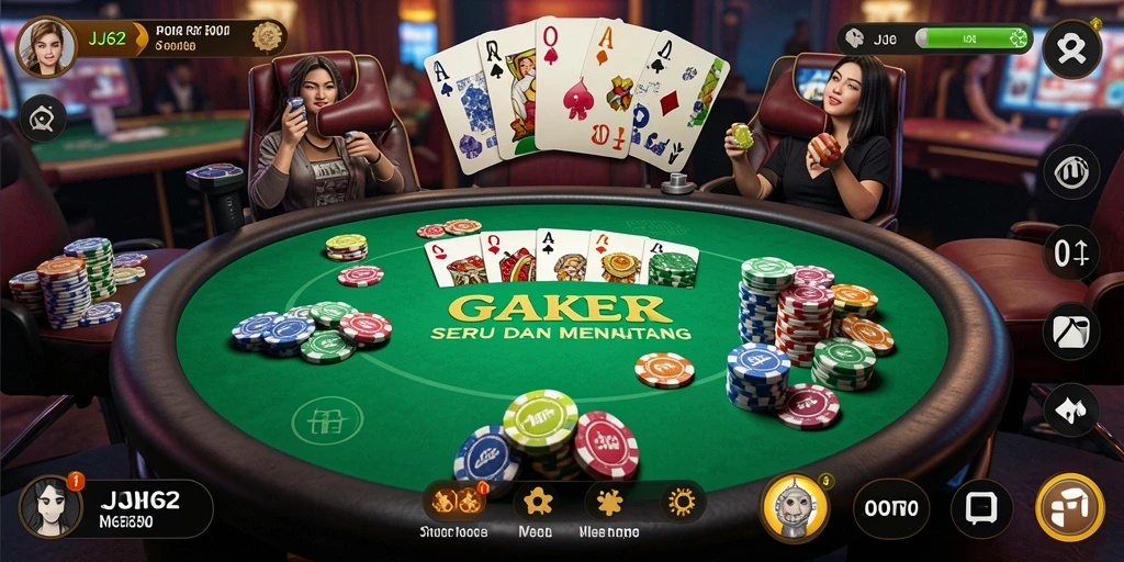 Tampilan gameplay seru dari aplikasi JJ62 Poker.