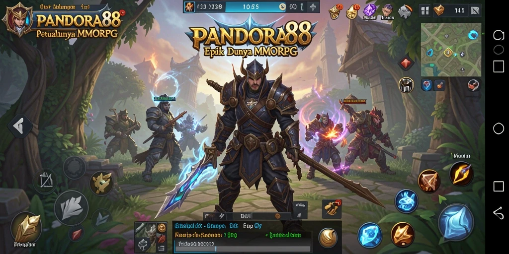 Skrinsot gameplay PANDORA88 dengan pertempuran seru di dunia MMORPG.
