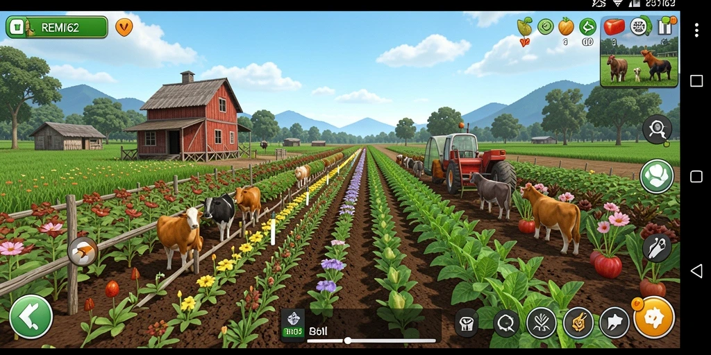 Tampilan gameplay menarik dari REMI62 dengan ladang yang subur.