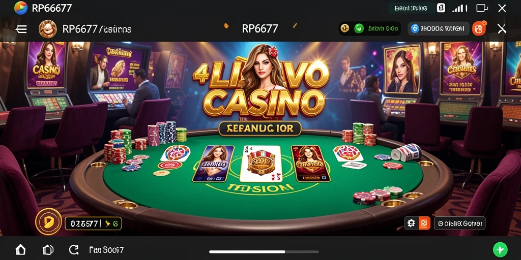 Screenshot RP6677 menampilkan gameplay Live Casino yang mendebarkan.