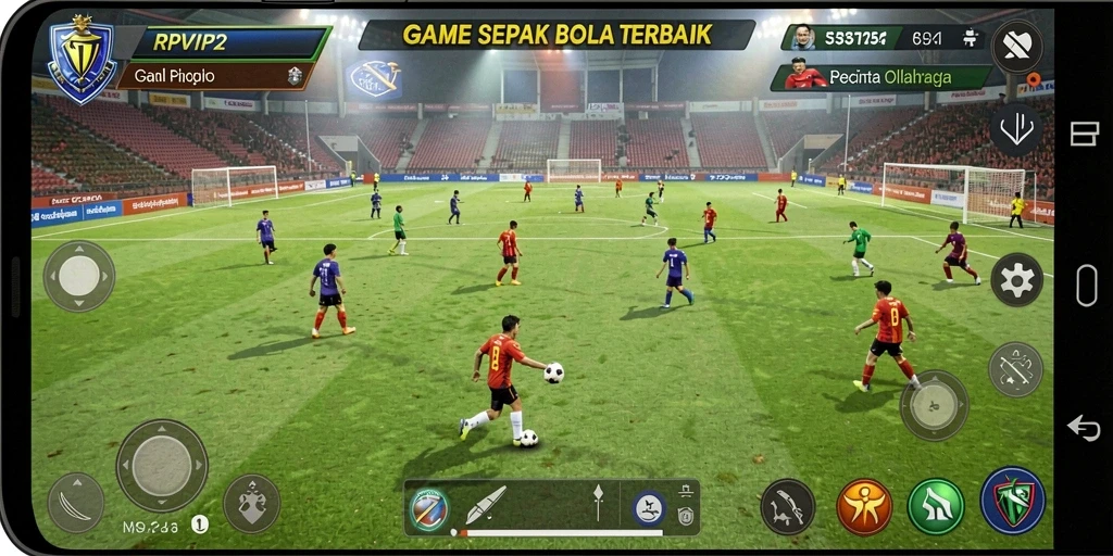 Tampilan gameplay RPVIP2 yang mengesankan dalam aksi sepak bola.