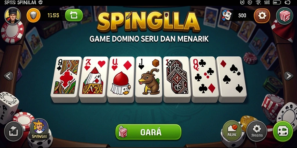 Screenshot gameplay SPINGILA yang menampilkan suasana kompetitif di meja Domino.