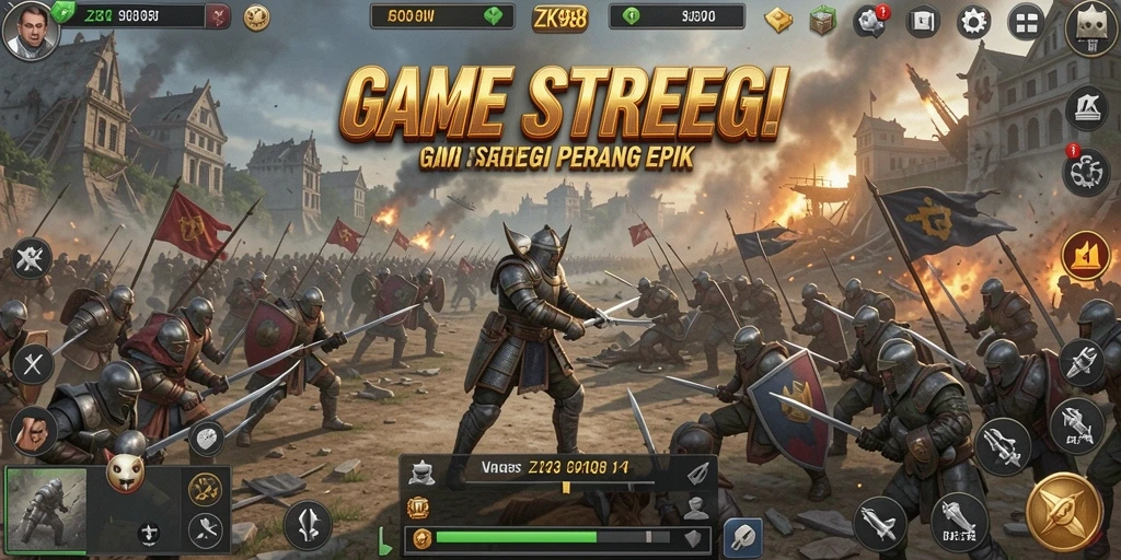 Screenshot gameplay ZK988 yang menampilkan pertempuran strategis